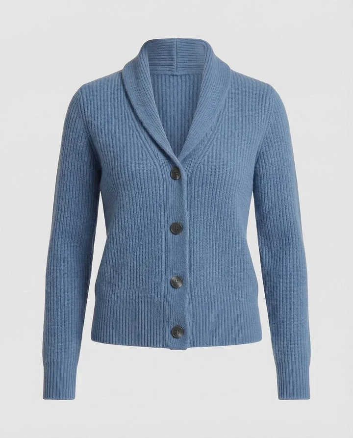 Women's Ribbed Knit Button-Front Lapel Collar Cardigan