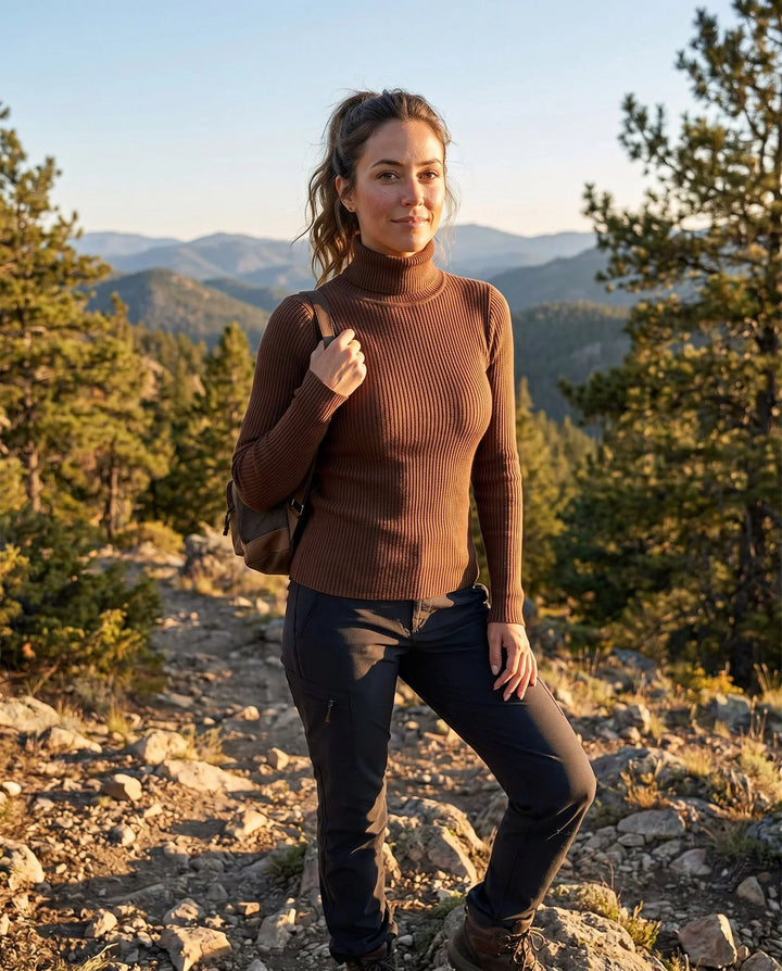 Women's Ribbed Turtleneck Lightweight Knit Sweater