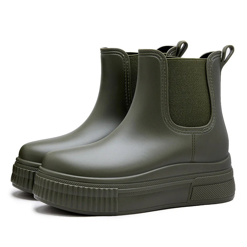 Women's Rubber Chelsea Rain Boots – Chunky Platform Sole