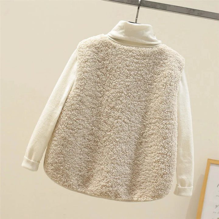 Women's Sherpa Button-Up Vest Gilet – V-Neck