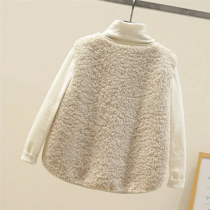 Women's Sherpa Fleece Button-Front Puffer Vest