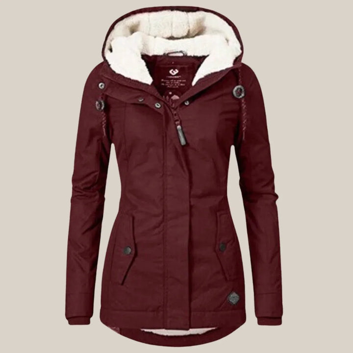 Women's Sherpa-Lined Hooded Quilted Jacket Fleece Winter Coat