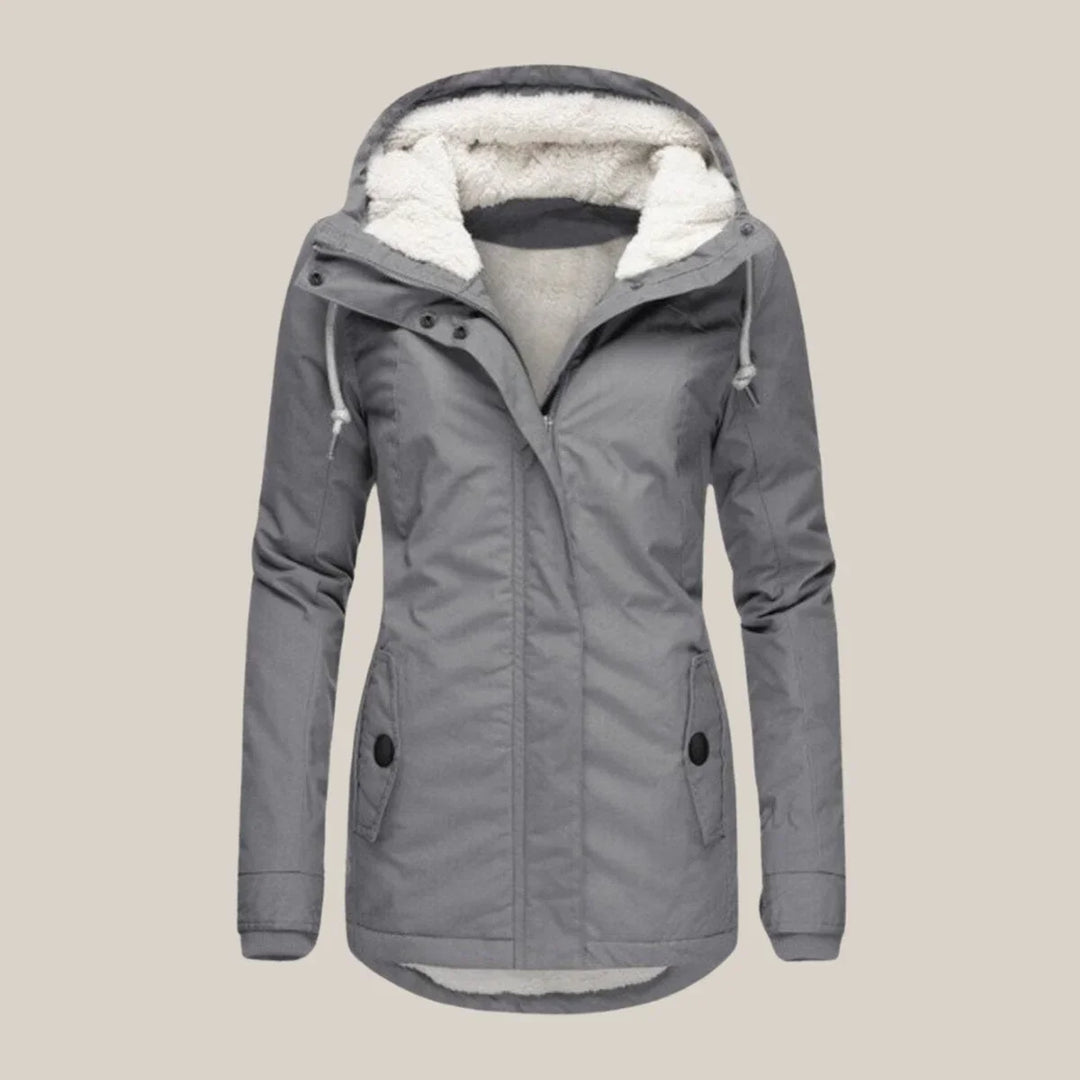 Women's Sherpa-Lined Hooded Quilted Jacket Fleece Winter Coat