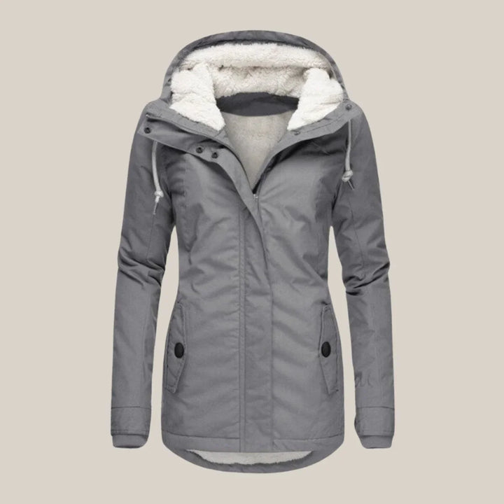 Women's Sherpa-Lined Hooded Quilted Jacket Fleece Winter Coat