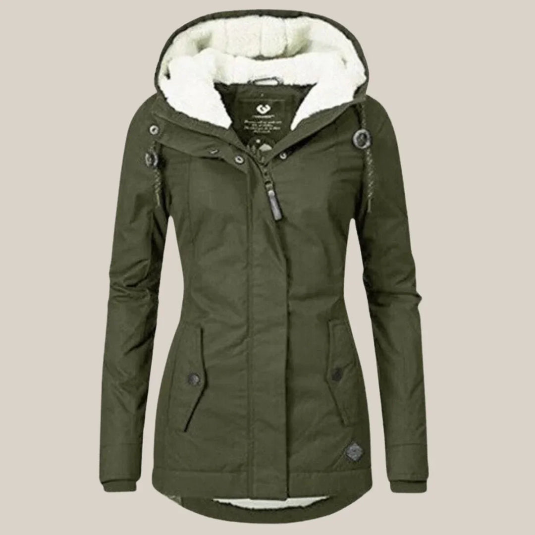 Women's Sherpa-Lined Hooded Quilted Jacket Fleece Winter Coat