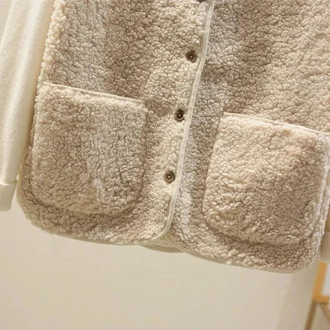 Women's Sherpa Vest – Button-Front V-Neck And Patch Pockets