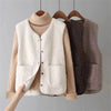 Women's Sherpa Vest – Button-Front V-Neck And Patch Pockets