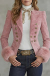Women's Slim Fit Suede Blazer – Faux Fur Cuffs
