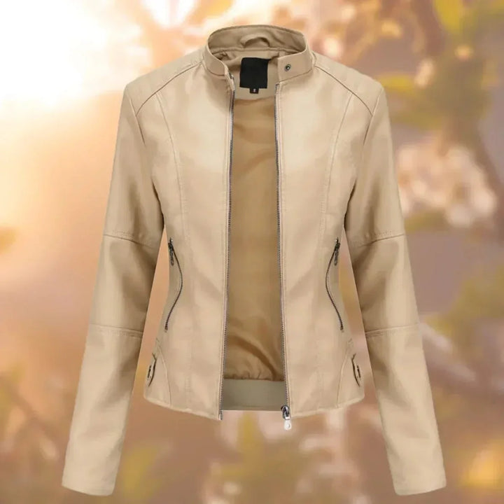 Women's Slim-Fit Zip-Up Moto Faux Leather Jacket