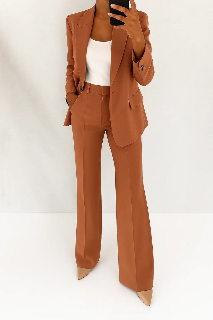 Women's Tailored Blazer And Straight-Leg Trousers Matching Set
