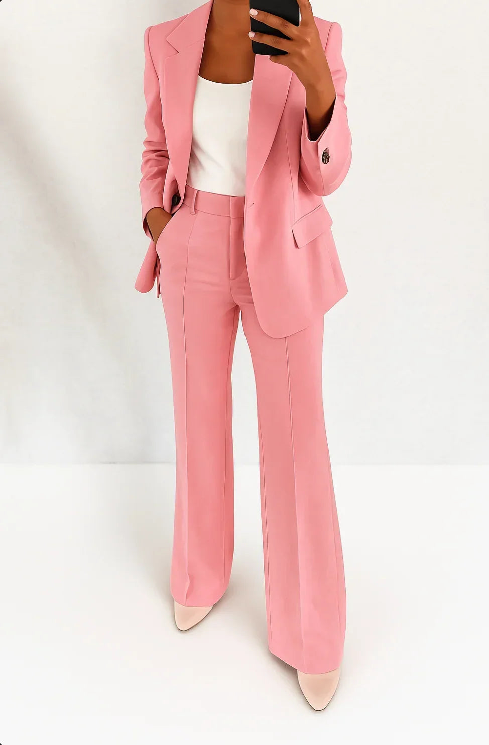 Women's Tailored Blazer And Straight-Leg Trousers Matching Set