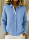 Women's Textured Knit Cardigan Sweater – Button-Front Collared V-Neck