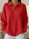 Women's Textured Knit Polo Sweater – Long-Sleeve And Buttoned Placket