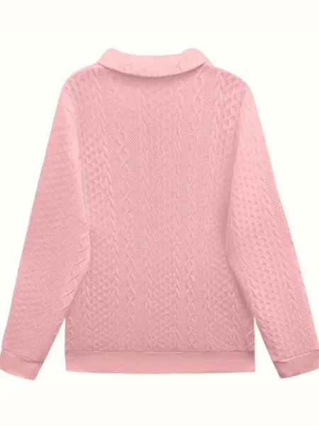 Women's Textured Knit Sweater – Quarter-Zip Closure And Long Sleeves