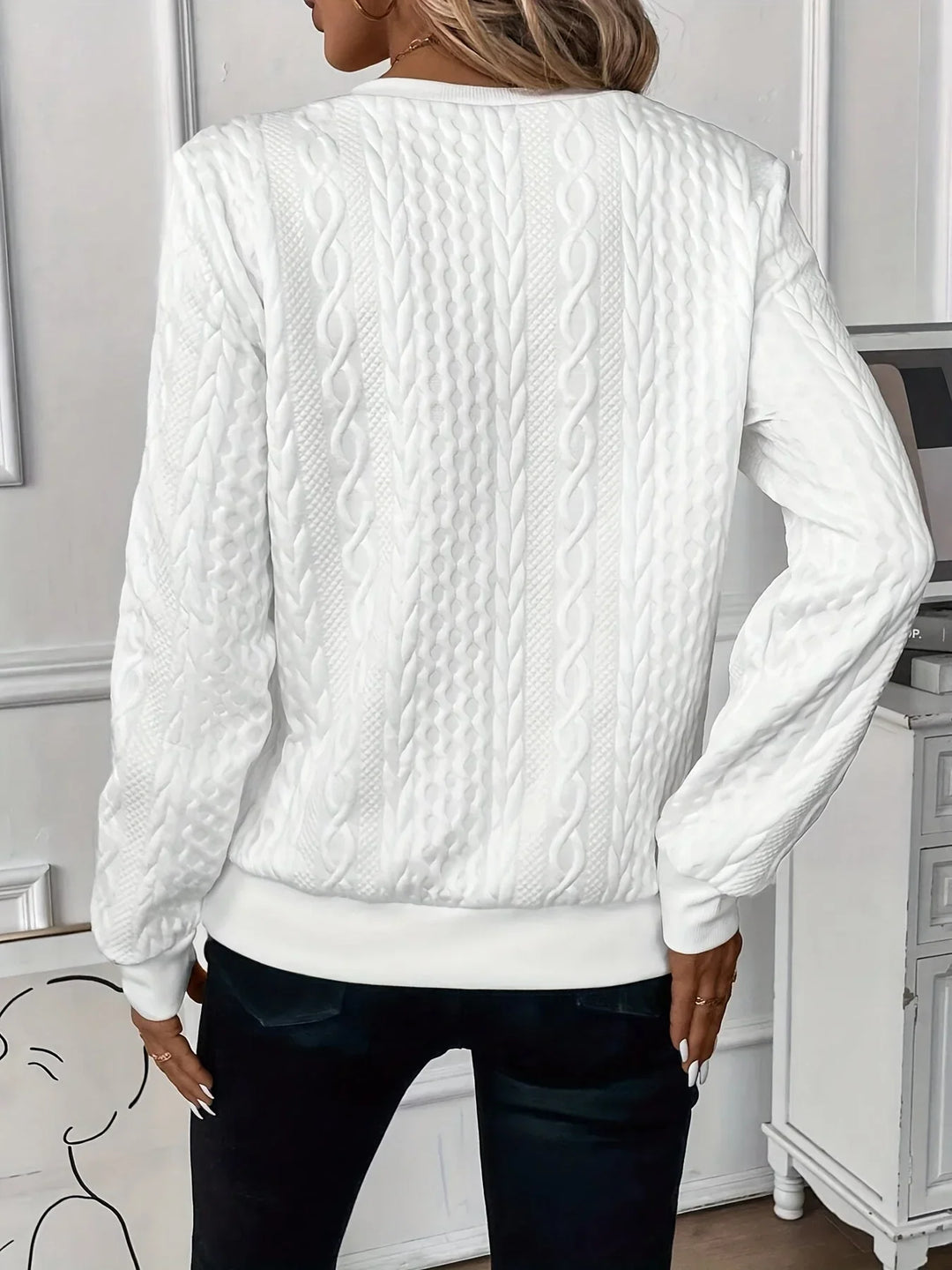 Women's Textured Knit Sweater – Quarter-Zip Closure And Long Sleeves