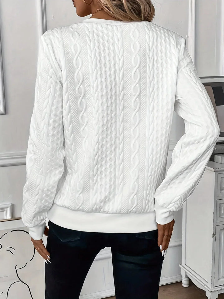 Women's Textured Knit Sweater – Quarter-Zip Closure And Long Sleeves