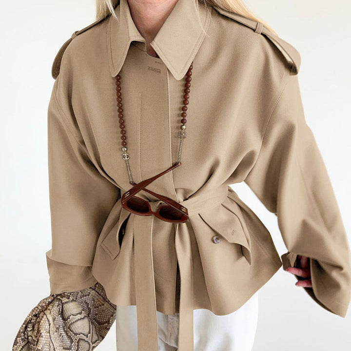 Women's Trench Coat – Belted Peplum