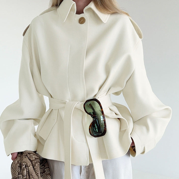 Women's Trench Coat – Belted Peplum