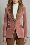 Women's Velvet Blazer – Leopard Print Lapels