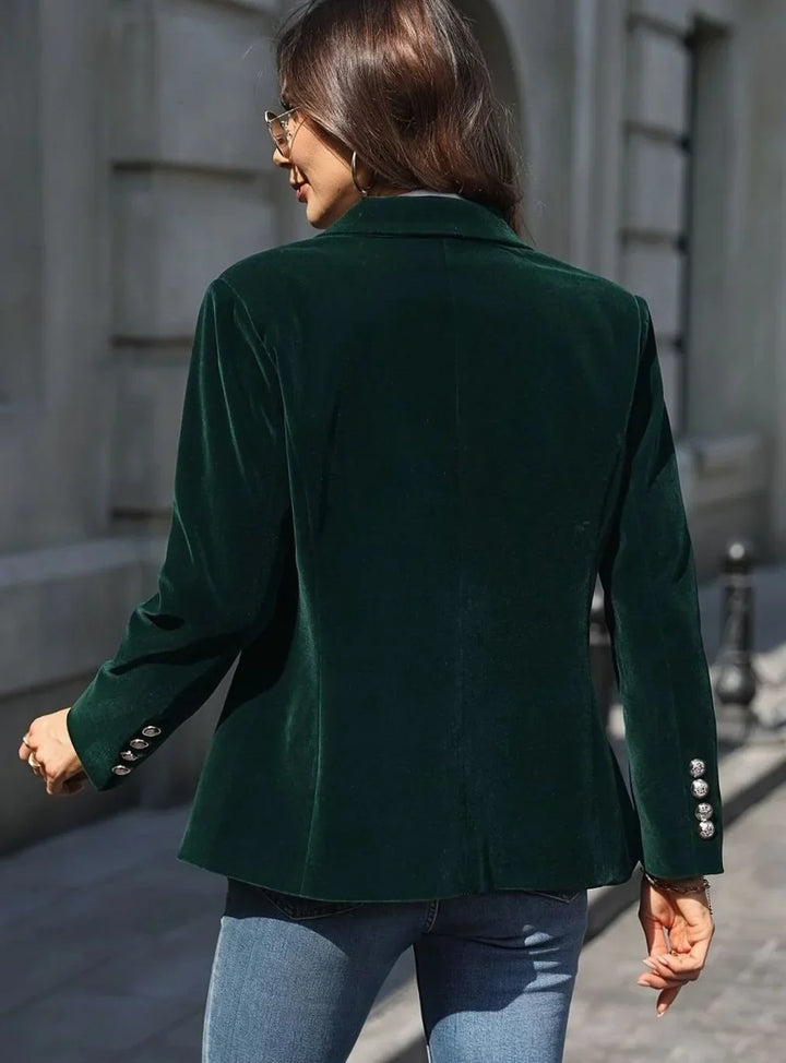 Women's Velvet Single-Button Blazer, Winter Jacket