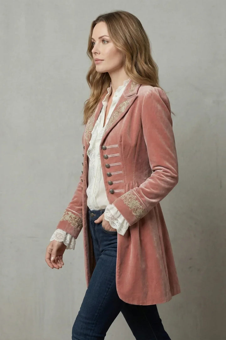 Women's Vintage-Inspired Embroidered Long Coat