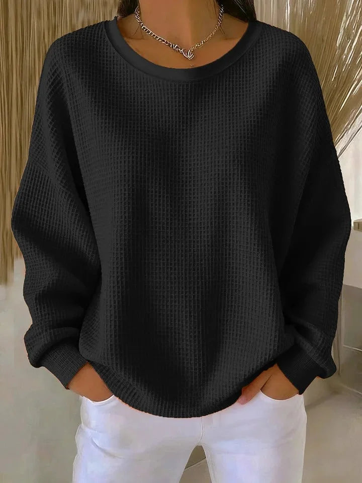 Women's Waffle Knit Sweater – A Relaxed Fit And Long Sleeves