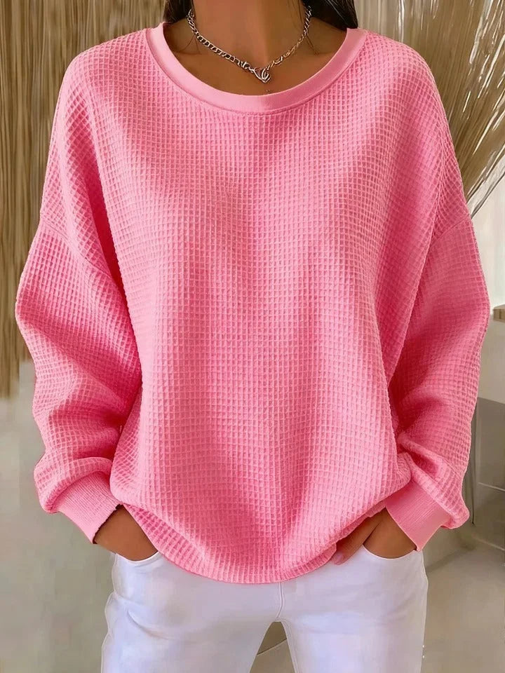 Women's Waffle Knit Sweater – A Relaxed Fit And Long Sleeves