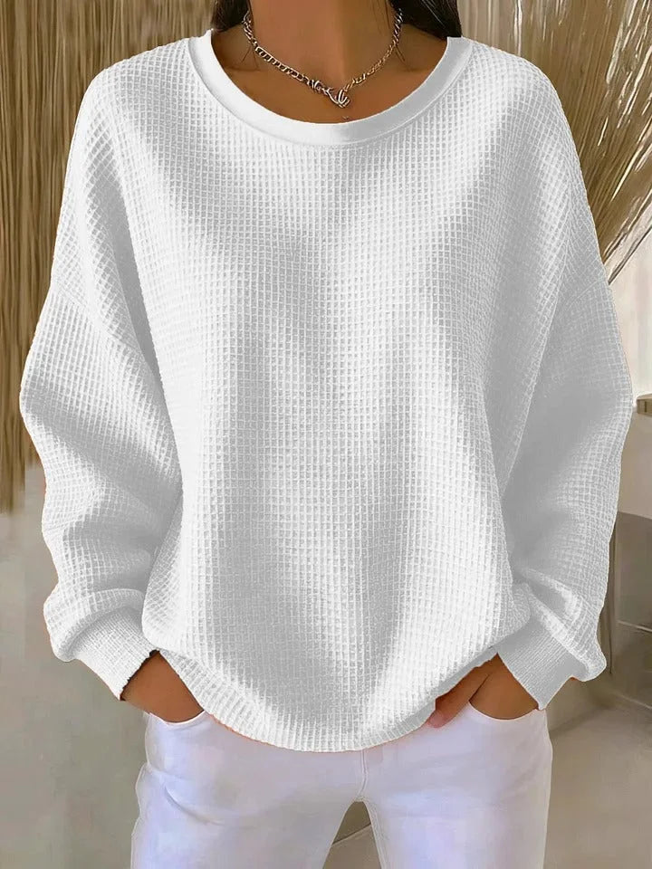 Women's Waffle Knit Sweater – A Relaxed Fit And Long Sleeves