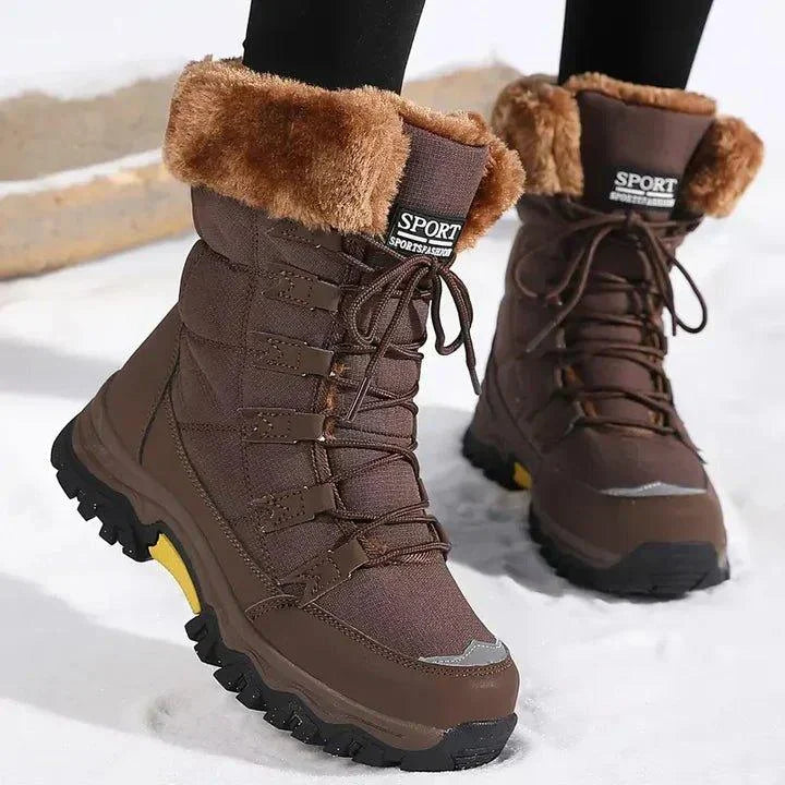 Women's Warm Fur-Lined Winter Boots – Lace-Up Quilted Design
