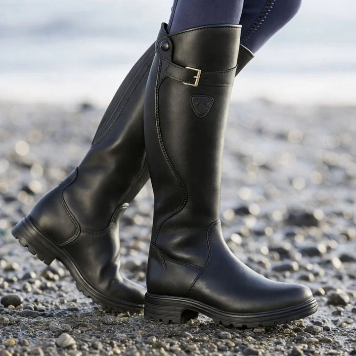 Women's Brown Riding Boots – Side Zipper And Buckle Strap