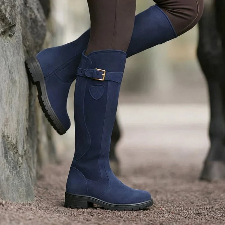 Women's Brown Riding Boots – Side Zipper And Buckle Strap