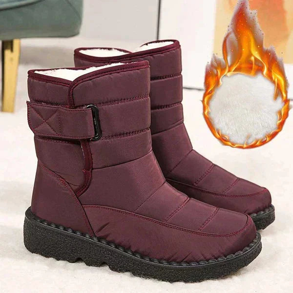 Women's Quilted Mid-Calf Winter Boots – Velcro Strap Closure