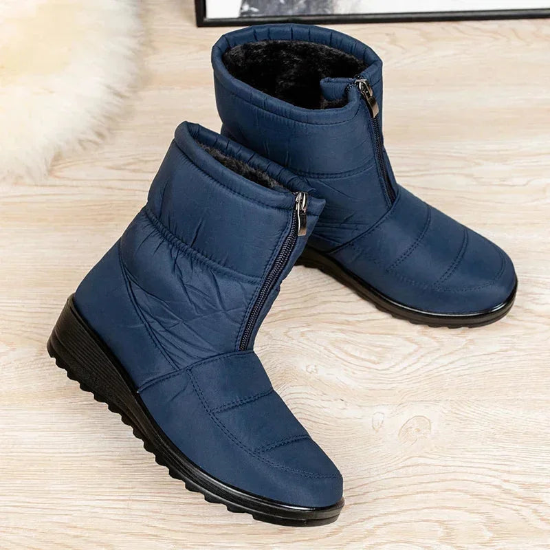 Women's Quilted Mid-Calf Winter Boots – Velcro Strap Closure