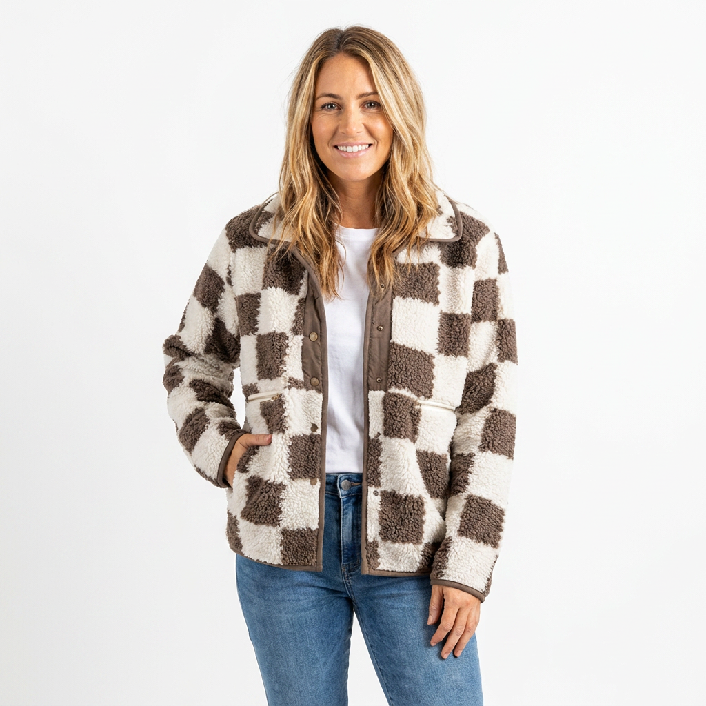 Women's Jacket – Checkerboard Textured Winter