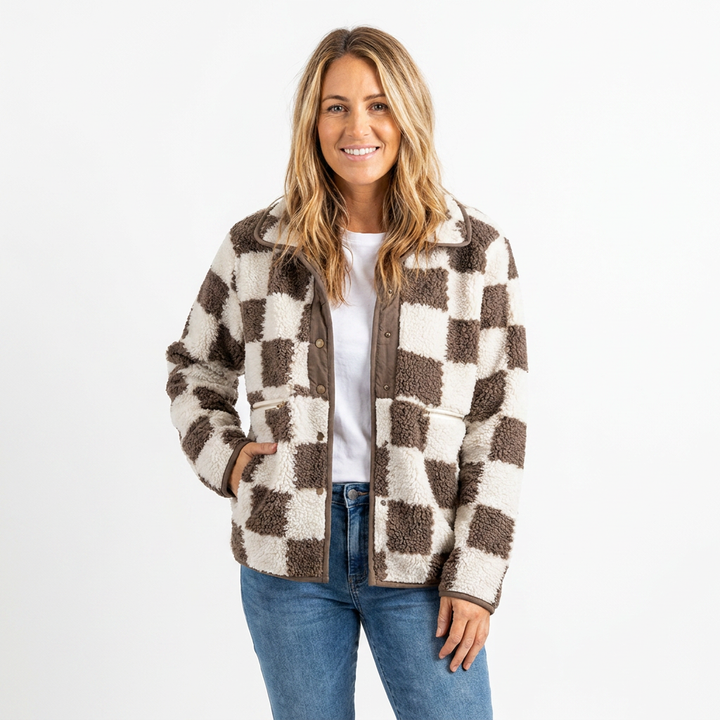 Women's Jacket – Checkerboard Textured Winter