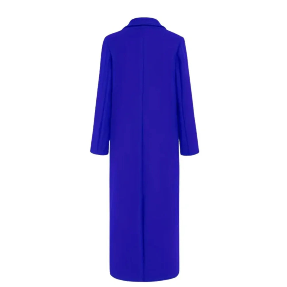 Women's Winter Longline Double-Breasted Wool Coat – Notched Lapel