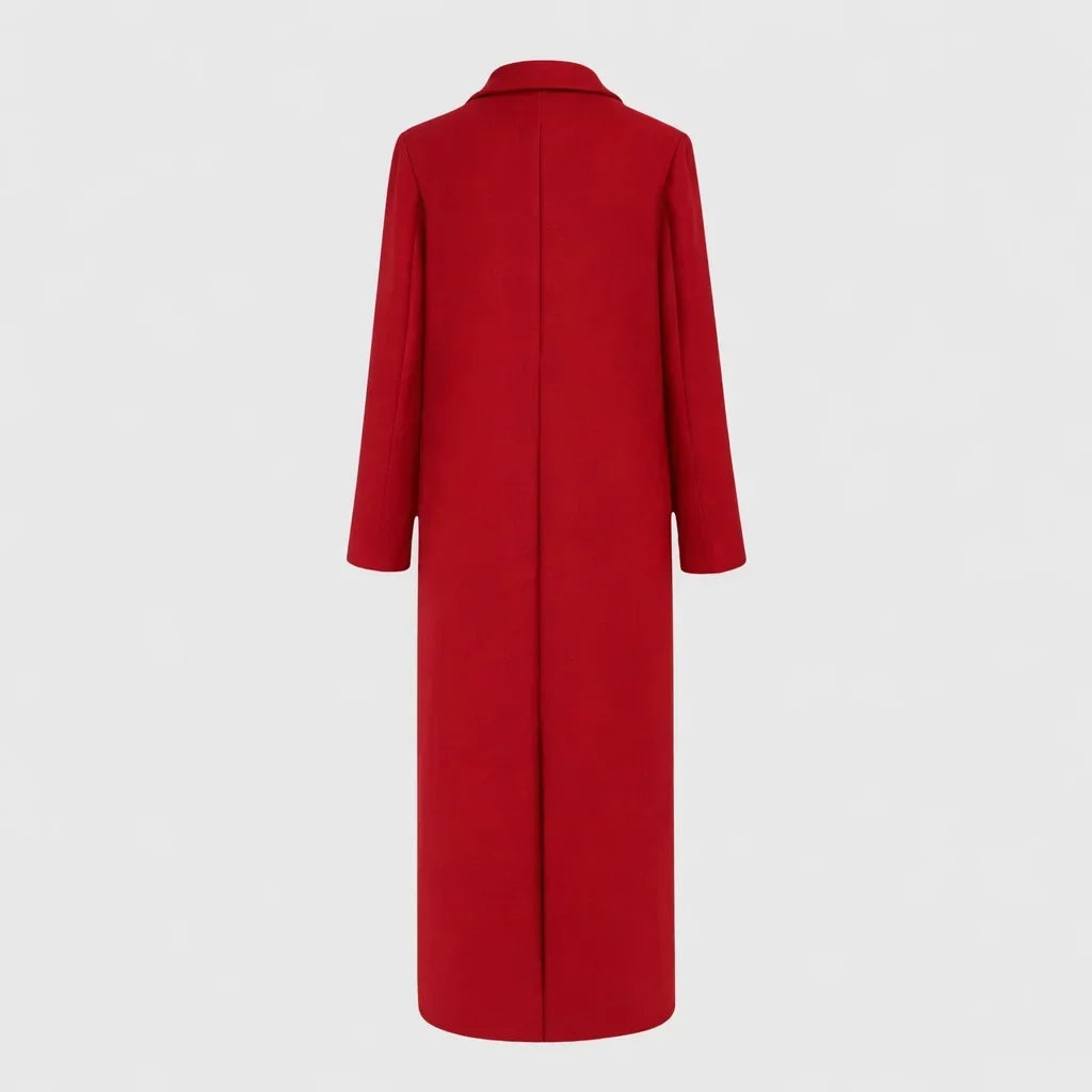 Women's Winter Longline Double-Breasted Wool Coat – Notched Lapel