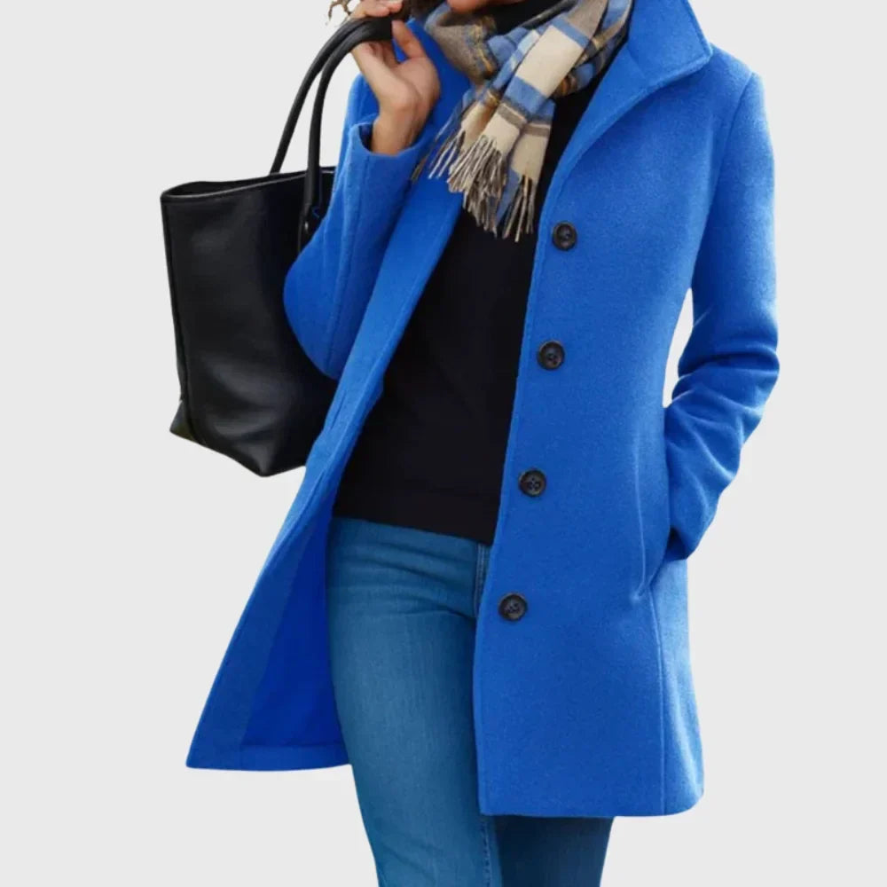 Women's Wool-Blend Coat – Button-Front And Classic Collar