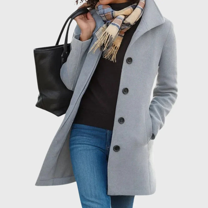 Women's Wool-Blend Coat – Button-Front And Classic Collar