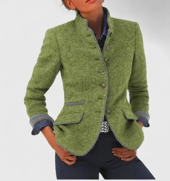Women's Wool Blazer – Contrast Trim