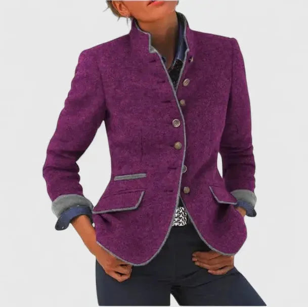 Women's Wool Blazer – Contrast Trim