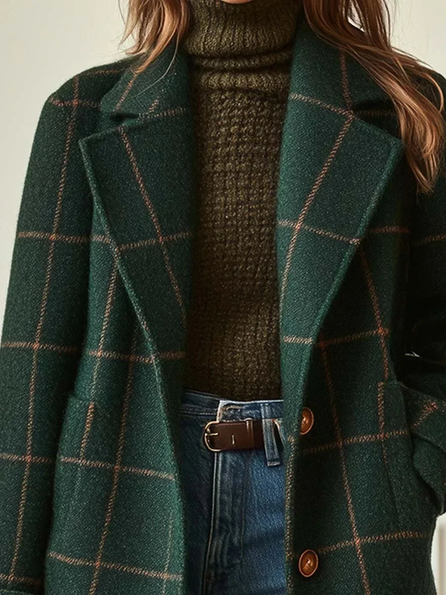 Women's Wool Check Coat