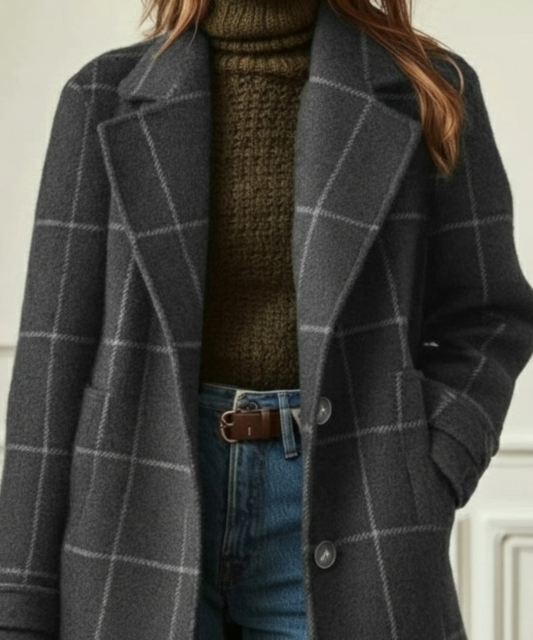 Women's Wool Check Coat